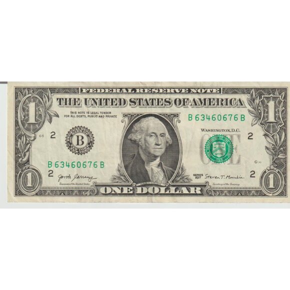 2017 $1 Fancy Note – Serial #B63460676B – Repeating Digit Pattern / Rare - Picture 1 of 2